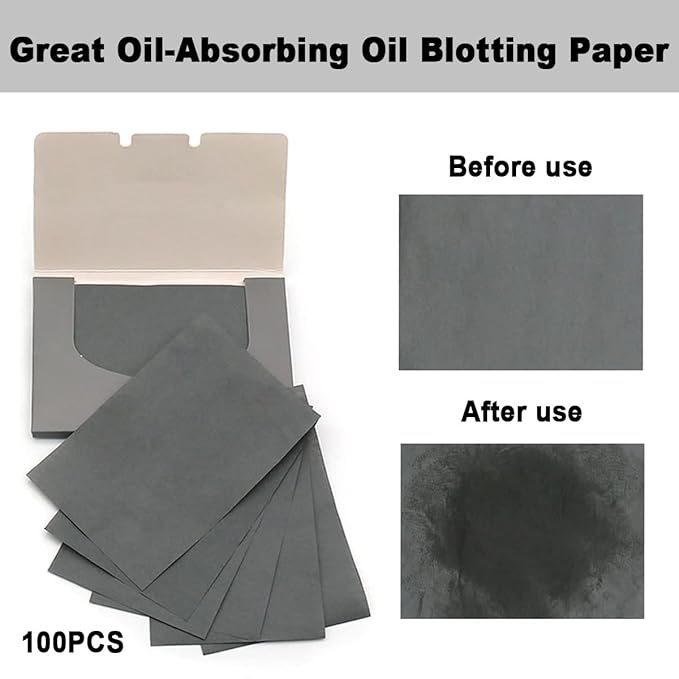 103 PCS Volcanic Roller Oily Skin Oil Control On The Go Volcanic Face Roller Oil Absorbing Volcanic Roller with Oil Blotting Sheet Paper for Oily Skin Care Oil Control Film Tissues (Type2)-VivaGrace Women