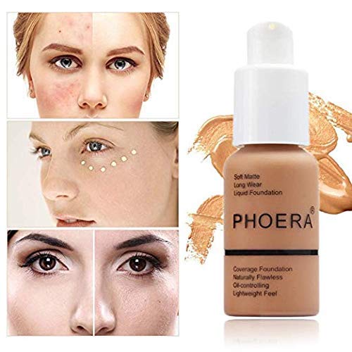 2 Pack PHOERA Foundation, 24HR Matte Oil Control Concealer, Full Coverage Foundation for Women Makeup.(104# Buff Beige)-VivaGrace Women