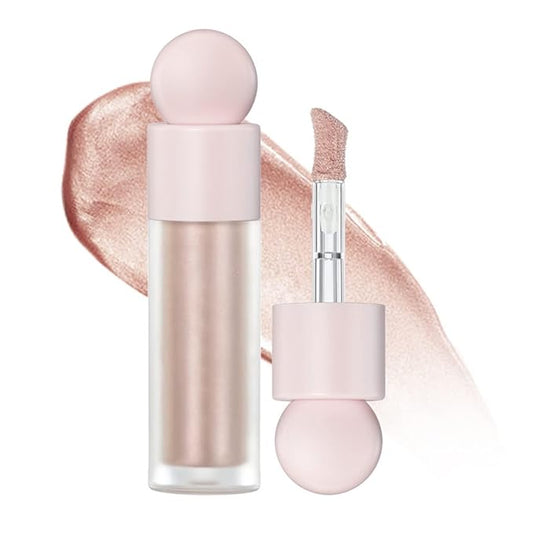 Liquid Highlighter Natural Glow For Face & Body, Waterproof Moisturizing Light Liquid Luminizer For Long Lasting Shimmer, Contour Highlighter Stick Easy to Apply with Cushion Applicator (#3 Rose gold)-VivaGrace Women