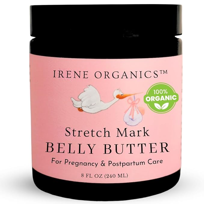 Organic Belly Butter for Pregnancy Stretch Mark Prevention and Treatment Award Winning Anti Stretch Mark Tummy Balm For Pregnancy and Postpartum 8oz - Hydrating Bump Cream-VivaGrace Women