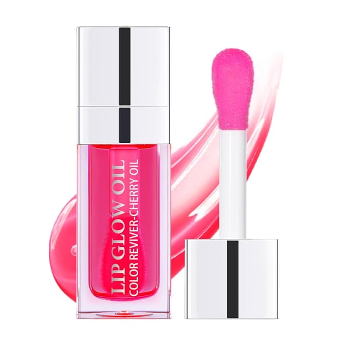 Plumping Lip Oil, Long Lasting Hydrating Gloss Tinted Balm Non-sticky Revitalizing, Tinting Care Oil for Dry (CHERRY)-VivaGrace Women