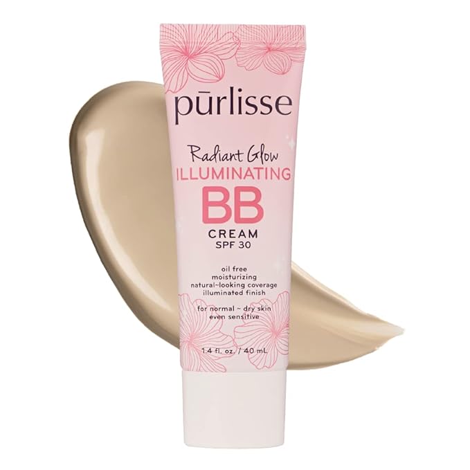 pūrlisse Radiant Glow Illuminating BB Cream with SPF 30 - Glow BB Cream Enriched with Goji & Hawthorn Berry for Dewy Skin - Helps to Improve Skin Texture & Radiance - Light (1.4 oz)-VivaGrace Women