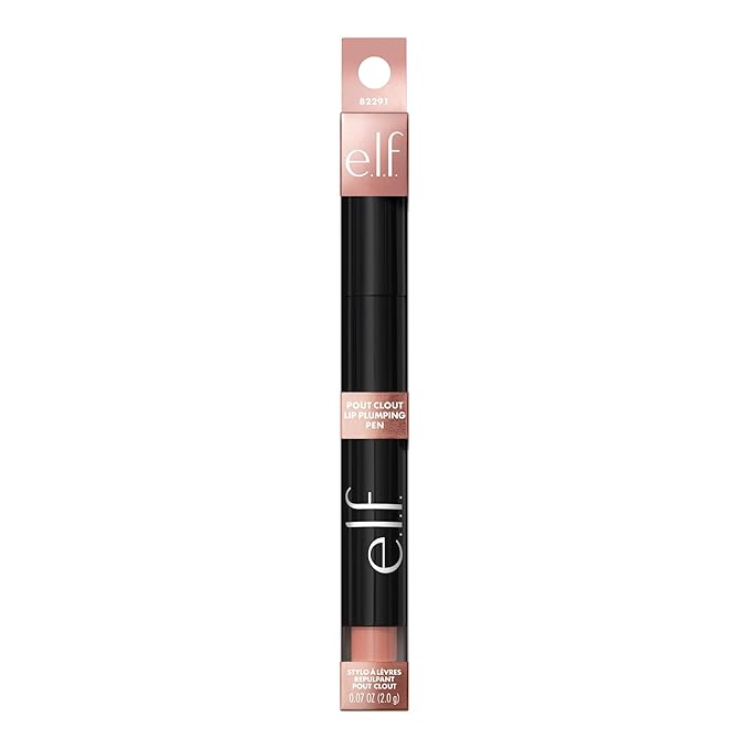 e.l.f. Pout Clout Lip Plumping Pen, Nourishing Lip Balm For Sheer Color & Shine, Plumps & Moisturizes, Vegan & Cruelty-Free, Just Peachy-VivaGrace Women
