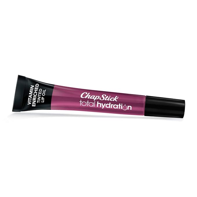 ChapStick Total Hydration Vitamin Enriched Sheer Plum Tinted Lip Oil Tube, Lip Care - 0.24 Oz-VivaGrace Women