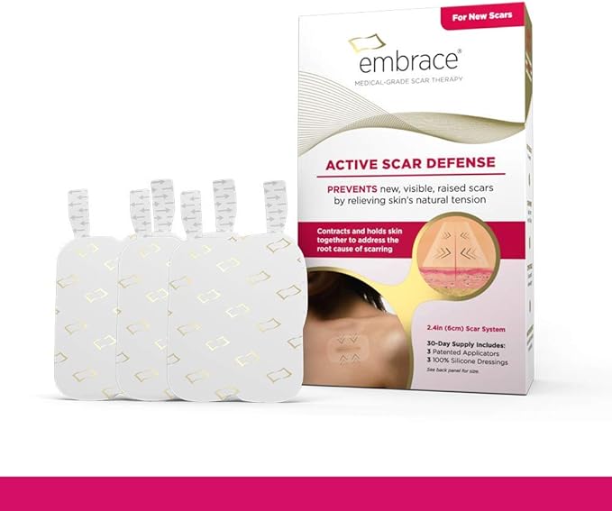 Embrace Active Scar Defense for New Scars, FDA-Cleared Silicone Scar Sheets, 2.4 Inch, Medium, 60 Day Supply (Recommended Treatment)-VivaGrace Women