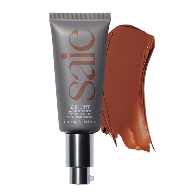 Saie Slip Tint Tinted Moisturizer with SPF 35 - Light Coverage, Glowy Skin Tint & Mineral Sunscreen for Face with Hydrating Hyaluronic Acid - Summer Makeup Essential - Shade Nine (1.35 oz)-VivaGrace Women