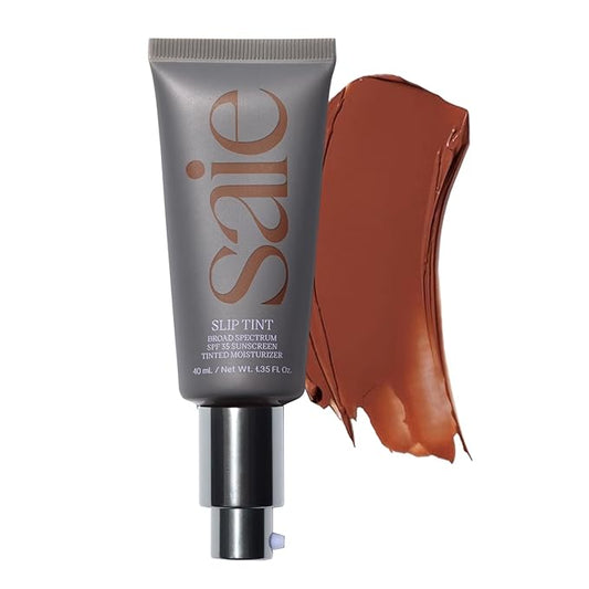 Saie Slip Tint Tinted Moisturizer with SPF 35 - Light Coverage, Glowy Skin Tint & Mineral Sunscreen for Face with Hydrating Hyaluronic Acid - Summer Makeup Essential - Shade Nine (1.35 oz)-VivaGrace Women