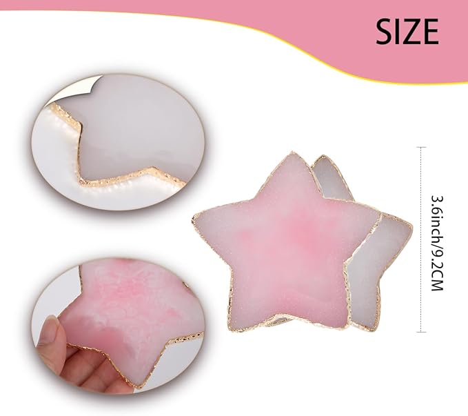 Nail Polish Palette, 2Pcs Resin Nail Art Palette, Nail Painting Mixed Color Palettes, Gold Edge Makeup Mixing Tray, Nail Supplies For Nail Techs, Nail Art Display Board(Star)-VivaGrace Women