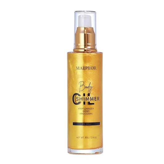 MAEPEOR Shimmer Body Luminizer 5 Colors Moisturizing Glow Illuminator Smooth and Non-sticky Summer Body Highlighter For Face & Body (80ML, 02 Gold)-VivaGrace Women