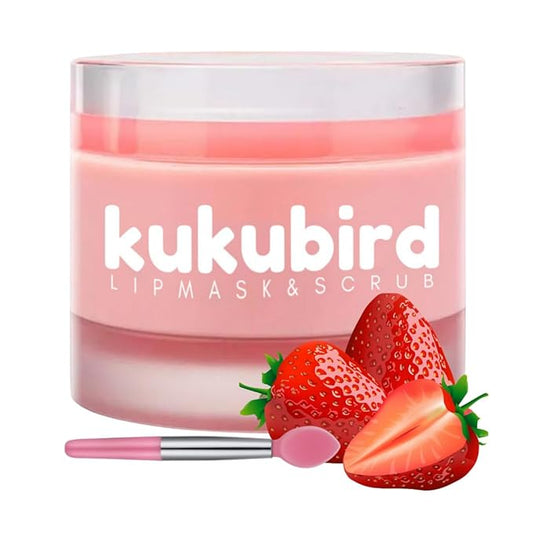 kukubird Lip Mask Overnight Hydrating Lip Balm Mask Exfoliating Lip Scrub Lip Care Treatment For Chapped and Cracked Lips-Strawberry-VivaGrace Women