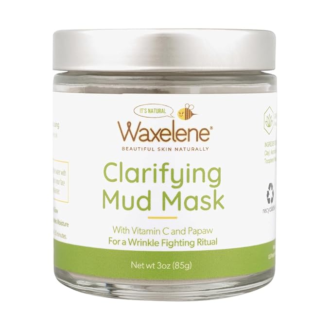 Waxelene Clarifying Mud Mask Dry Blend - Wrinkle Fighting Ritual Cleans Pores Hydrates Nourishes Skin Vitamin C Papaw Bentonite French Green Clay-VivaGrace Women