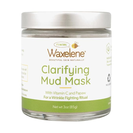 Waxelene Clarifying Mud Mask Dry Blend - Wrinkle Fighting Ritual Cleans Pores Hydrates Nourishes Skin Vitamin C Papaw Bentonite French Green Clay-VivaGrace Women