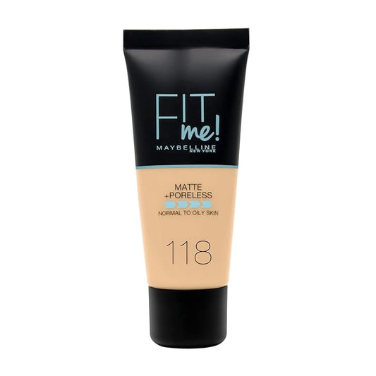 Maybelline New York Fit Me Matte & Poreless Foundation 118 Light Beige 30ml-VivaGrace Women