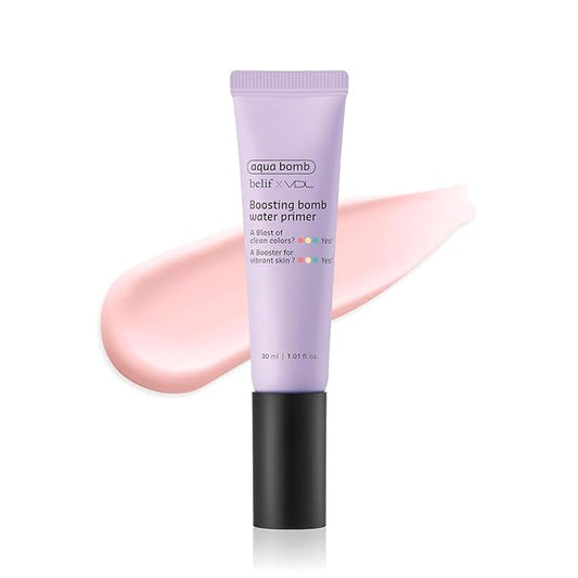 VDL Boosting Bomb Water Primer (Natural Finish, 1fl oz) - Makeup Base, Natural Radiance Booster. Smooth & Even Skin Tone, Moisturizer. Korean Skin Care for Perfect Canvas. Vegan Formula Cream,-VivaGrace Women
