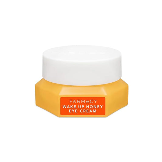 Farmacy Brightening Eye Cream - Wake Up Honey Under Eye Cream for Dark Circles + Puffiness - Caffeine Eye Cream Enriched with Vitamin C + Cranberry Peptide to Smooth Wrinkles Over Time (15ml)-VivaGrace Women