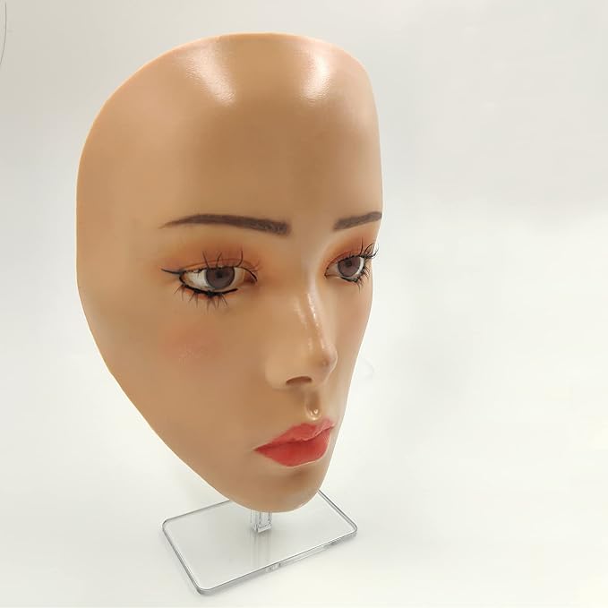3D Makeup Practice Face,Reusable Makeup Mannequin Face with Makeup Brushes Set,Silicone Full Face Practice Eyelash Eye Shadow,for Emerging Makeup Artist,for Girl's Gift-VivaGrace Women