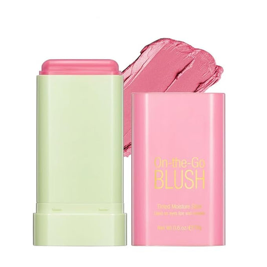 Soft Creamy Blush Stick,On-the-Go Blush,2-in-1 Cheek and Lip Tint,Waterproof Hydrating Solid Natural Moisture Smooth Blendable Matte Finish Face Blush Makeup,01 shy pink-VivaGrace Women