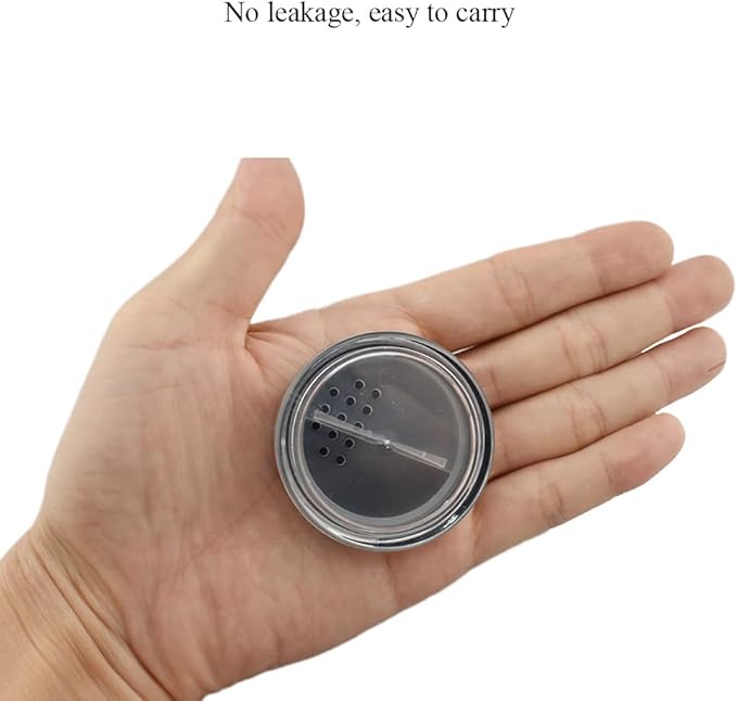 HAHIYO 2P 10ml/0.34oz Plastic Empty Travel Powder Container Small Loose Powders Compact Case Makeup Cosmetic Jar Refillable Powders Box No Leak Powder Holder with Rotatable Sifter and Black Screw Lid-VivaGrace Women