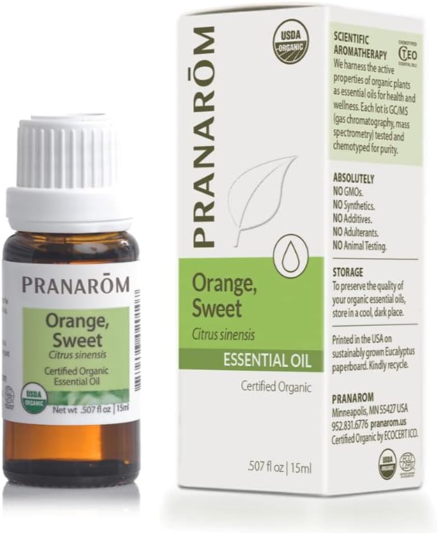 Pranarom USDA Certified Organic Sweet Orange Essential Oil (15ml), 100% Pure Undiluted Therapeutic Grade from Mexico for Aromatherapy, Diffuser, Citrus Scent, Soothing, DIY Cleaning-VivaGrace Women