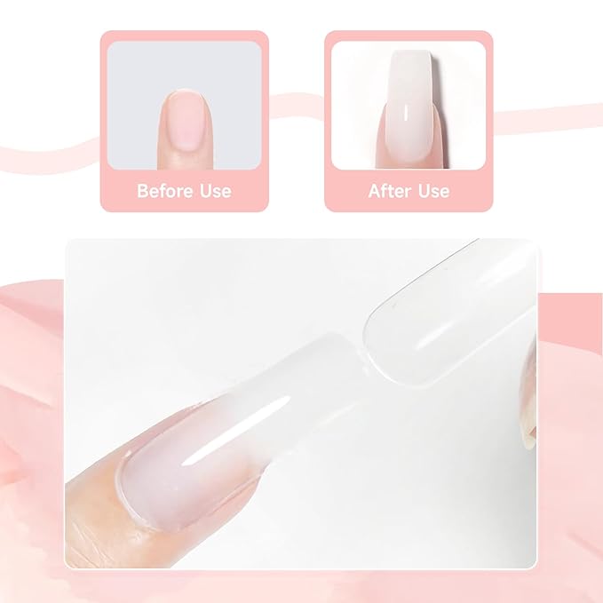 JEWHITENY Poly Nail Gel Set Clear Pink White Neutral Classic Color Poly Extension Gel With Base and Top Coat Slip Solution French Manicure for Home DIY Need U V Lamp Curing-VivaGrace Women