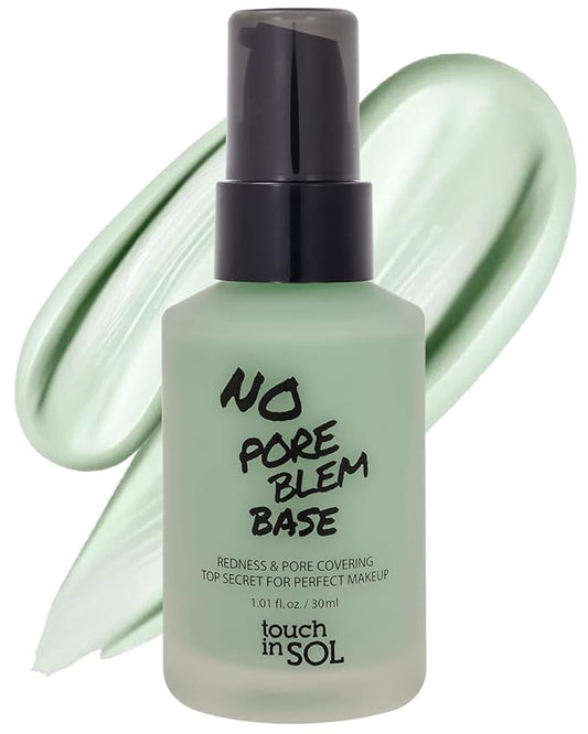 TOUCH IN SOL Redness Correcting Base Primer 1.01 fl.oz. - Pore Minimizing Green Toned Makeup Base - Tone Neutralizing before Foundation - Minimize Rosacea, Redness - No Pore Blem Primer Base-VivaGrace Women