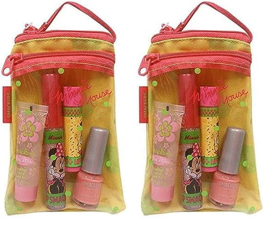 Lip Smackers Disney Minnie Mouse Lip, Face and Nail Collection in Cosmetics Bag Set, 4 Count (Pack of 2)-VivaGrace Women