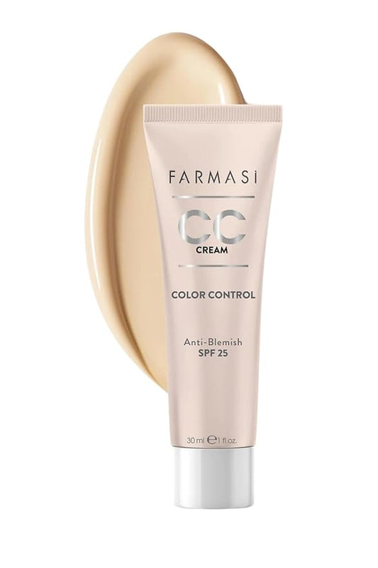FARMASi CC Color Control Cream, Natural and Flawless Finish, Enriched Formula with Multimineral & Spf 25+, All-Day Hold, All Skin Types, 1 fl. oz, 01 Light-VivaGrace Women