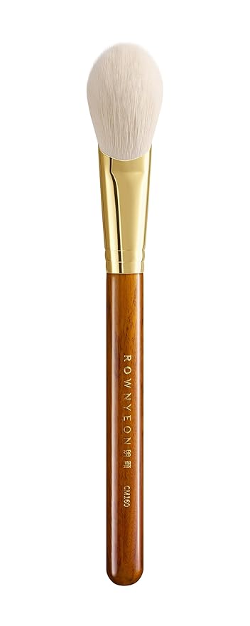 Desert Oak Series CM 160 Angled Blush Brush for Cheeks – Ideal for Powder & Cream Blush, Golden Brass Ferrule, Ebana Bubinga Handle, Soft Nylon Bristles-VivaGrace Women