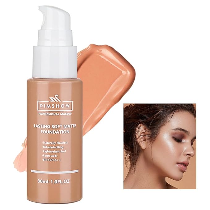 Flawless Matte Liquid Foundation Makeup, Vegan & Cruelty-Free, Liquid Oil-Free Foundation Face Makeup for Combination & Oily Skin, Longwear Medium-Full Coverage (08, 30ml)-VivaGrace Women