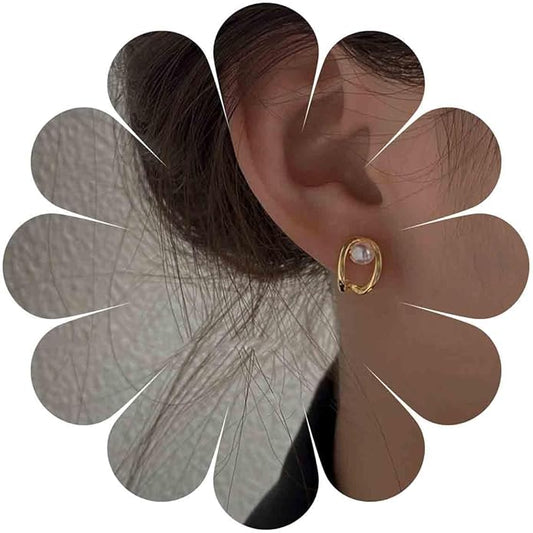 Vintage Pearl Claw Earrings Pearl Claw Stud Earrings Gold Circle Earrings Minimal Pearl Earrings Jewelry for Women-VivaGrace Women