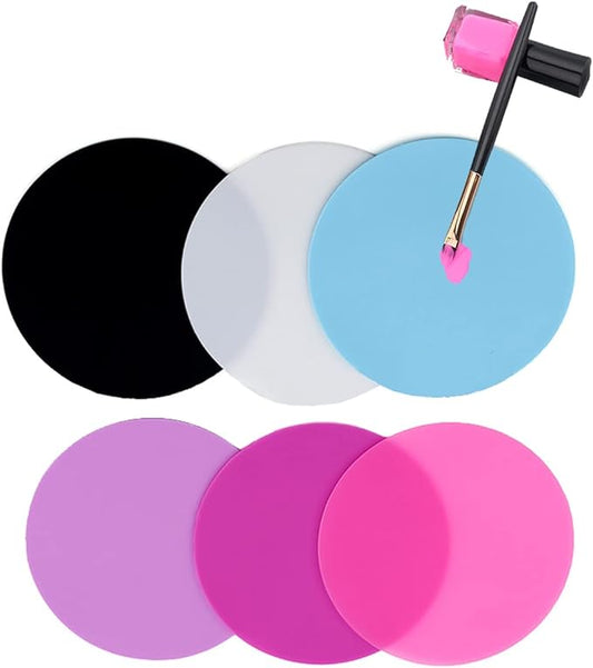 8 Sheets Silicone Round Shape Nail Art Painting Gel Palette Nail Polish Mixing Plate Foundation Lipstick Palette Cosmetic Palette Paint Drawing Color Dish Manicure Nail DIY Tool-VivaGrace Women