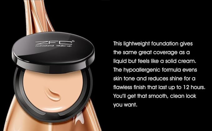 Foundation Makeup Concealer, Medium-to-Full Coverage Foundation Cream, Long Lasting Waterproof Up to 12HR Hybrid Setting Powder-VivaGrace Women