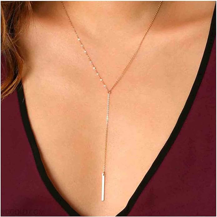 Boho Long Bar Necklace Choker Y Lariat Necklace Chain Minimalist Drop Necklace Jewelry for Women and Girls-VivaGrace Women