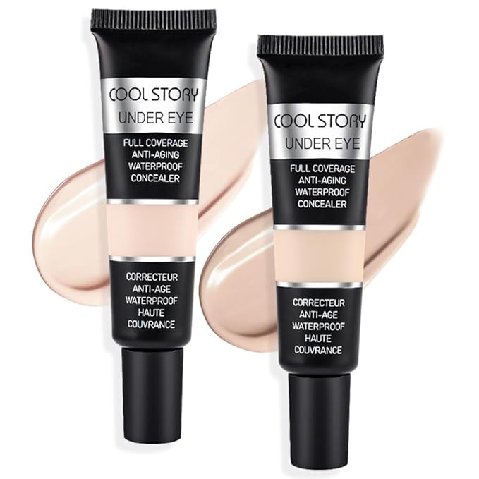 Pro Under Eye Full Coverage Liquid Concealer to Cover Dark Circles, Scars,Redness,Spots,Fine Lines,Corrector Anti-Aging Natural Finish, Moistening Smooth Cream,Waterproof 0.4 * 2 fl oz-Light+Medium-VivaGrace Women
