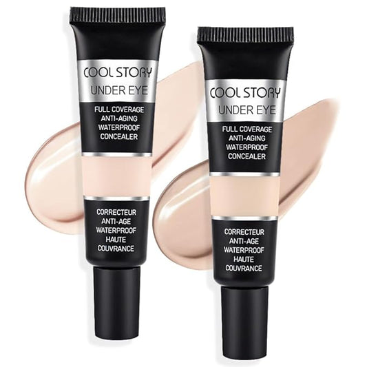 Pro Under Eye Full Coverage Liquid Concealer to Cover Dark Circles, Scars,Redness,Spots,Fine Lines,Corrector Anti-Aging Natural Finish, Moistening Smooth Cream,Waterproof 0.4 * 2 fl oz-Light+Medium-VivaGrace Women