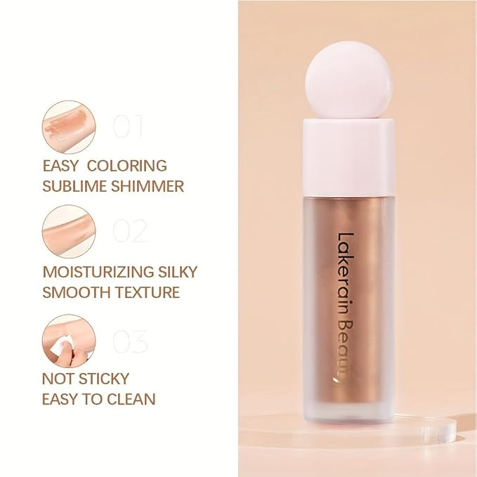 GECOMO Liquid Contour Beauty Wand Face Highlighter Bronzer Makeup Stick, Dewy Finish, Moisturizing Silky Smooth Texture 0.25 Oz/ 7.5ml - 03 ROSE GOLD-VivaGrace Women