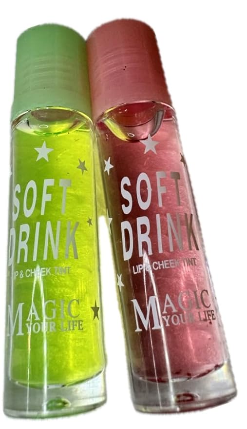 Lip Balm with Fruit Flavors, Moisturizing Lip Oil Tint, Liquid Lip Gloss (pink/green), 1 Count (Pack of 1)-VivaGrace Women