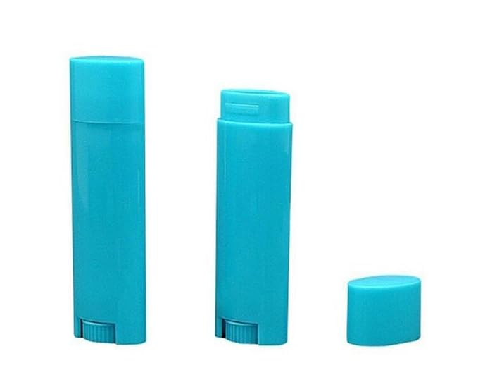 4.5g 0.15oz Empty Refillable Plastic DIY Lipstick Lip Balm Lip Gloss Tubes Holder Containers Oval Deodorant Crayon Tube Pipe Bottle Case (50pcs, Blue)-VivaGrace Women