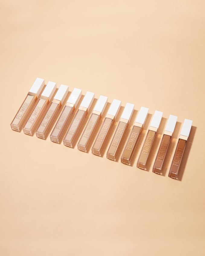 FLOWER BEAUTY By Drew Barrymore Light Illusion Full Coverage Concealer - Diffuse Dark Under Eye Circles + Blurs Blemishes - Weightless Formula + Crease Proof Makeup (Mocha)-VivaGrace Women