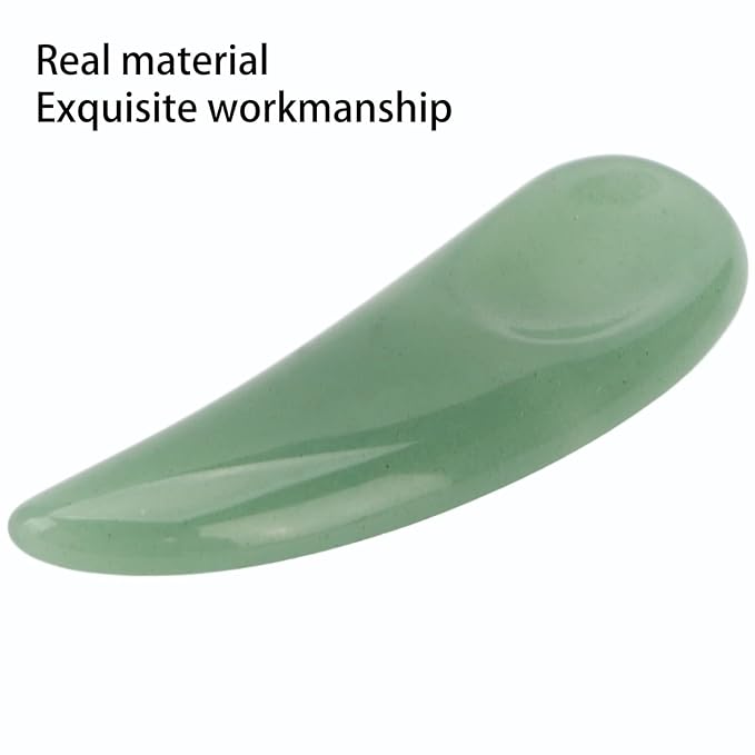 Spatula Scoop, Curved Cosmetic Spatula Scoop Mini Gua Sha Jadestone Curved Makeup Eye Cream Cosmetic Spatula Reduce Puffiness, Bags And Dark Circles Under the Eyes (Green)-VivaGrace Women