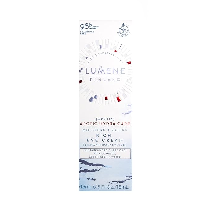 Lumene Arctic Hydra Care Moisture Relief Rich Eye Cream - Anti Wrinkle Eye Cream for Crow's Feet, Fine Lines and Wrinkles - Vegan, Fragrance Free Hydrating Eye Cream with Ceramides (15ml)-VivaGrace Women