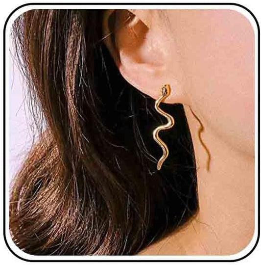 Vintage Snake Dangle Earrings Punk Snake Drop Earrings Gold Snake Stud Earrings Boho Serpent Earrings Jewelry for Women (Gold)-VivaGrace Women