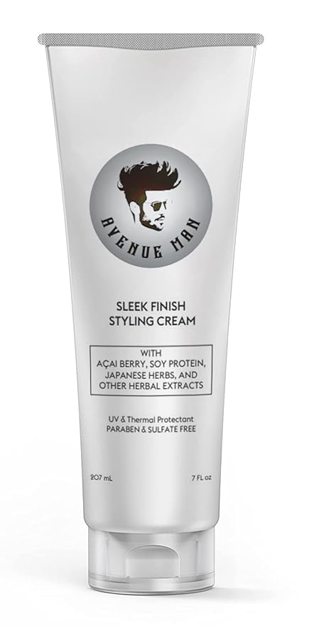 Avenue Man Sleek Finish Cream - 7 oz - Hair Styling Cream for Men with Acai & Soy Protein - Hair Putty for Smooth Control & Structure - Hair Paste for Men for Textured, Slick Back or Classic Looks-VivaGrace Women