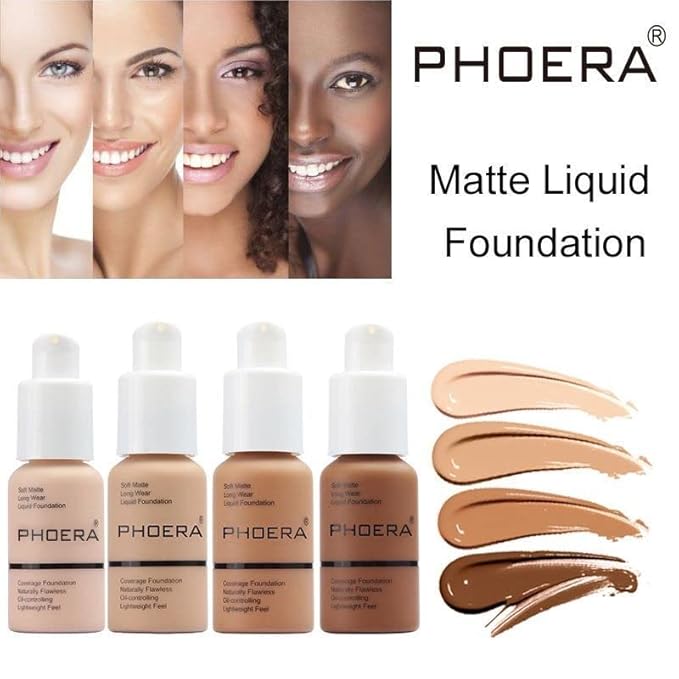2 Pack PHOERA Foundation, 24HR Matte Oil Control Concealer, Full Coverage Foundation for Women Makeup.(104# Buff Beige)-VivaGrace Women