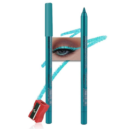 evpct Blue Green Gel Eyeliner Pencil for Women Waterline Waterproof Smudge Proof Eye Makeup Liners, Green Mascara Eye Liner Gel Liner Eyeliner with Sharpener delineador de ojos contra el agua 15