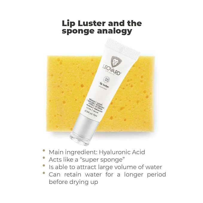 Lip Luster Hyaluronic Acid Lip Hydrating Lip Serum Balm - Organic Natural Lip Hydrating Treatment, Moisturizing Lip Serum, Reduce Dryness Lip Lines Lip Enhancer For Fuller Plump Lips (1 Pack)-VivaGrace Women