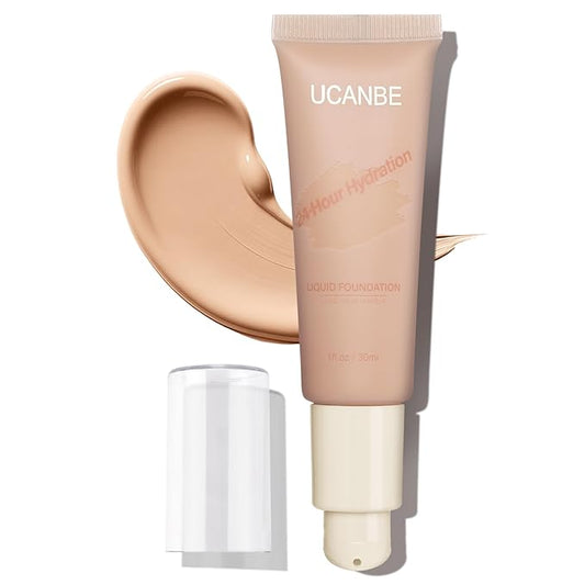 UCANBE Matte Liquid Foundation Makeup, Medium to Full Coverage Waterproof Longwear Serum Cream Foundation for Combination & Oily Mature Skin, Lightweight Hydrating Nourishing, Classic Ivory, 1 fl. oz.-VivaGrace Women