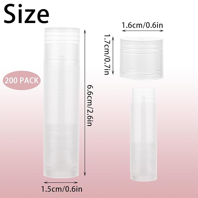 200PCS Lip Balm Tubes with Caps, Clear Lip Balm Tubes Empty Chapstick Tubes Empty Bulk for DIY Lipstick Homemade 3/16 Oz (5.5 ml)-VivaGrace Women
