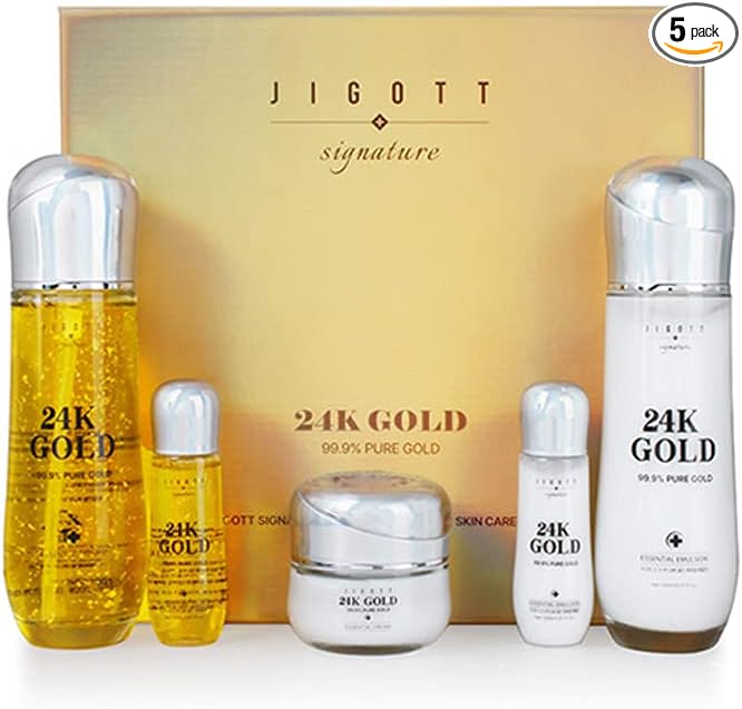 Signature 24K Gold Essential Skin Care 3 Set - Toner (150ml), Emulsion (150ml), Cream (50ml) - Korean Skincare for Healthy and Glowing Skin-VivaGrace Women