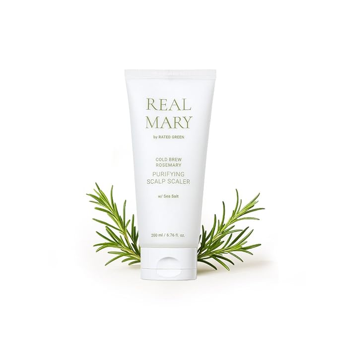 RATED GREEN Real Mary Cold Brew Rosemary Purifying Scalp Scaler with Sea Salt | Korean Deep Cleanse for Dry, Itchy, Flaky Scalp | Hypoallergenic Hair Care for Oily Scalp & Dandruff, 6.76 fl oz-VivaGrace Women